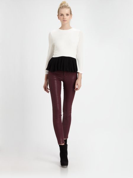 Alice + Olivia Betty Peplum Tee in White (cream) - Lyst