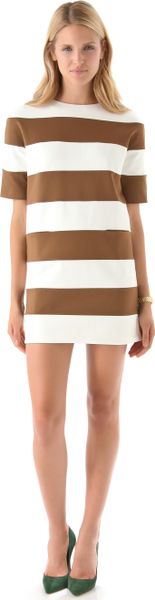 Dsquared2 Striped Jersey Mini Dress in Beige (camel) - Lyst