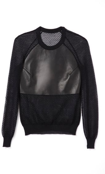 Ferragamo Ss Leather Panel Woven Knit - Lyst