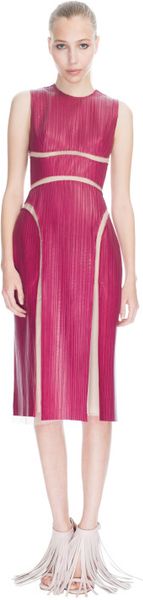 Marios Schwab Leather Pleat Dress in Purple (berry) - Lyst
