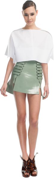 Mugler Ss Singer Cuir Gloss Skirt - Lyst