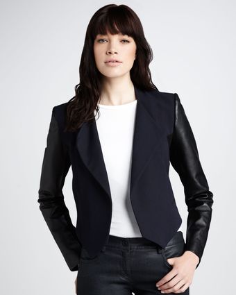 Theory Leathersleeve Blazer - Lyst