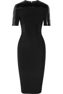 Victoria Beckham Stretchcrepe and Python Dress - Lyst