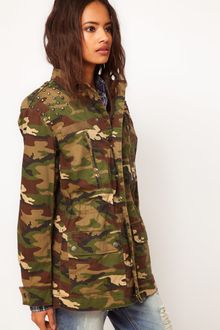 ASOS Collection Asos Army Jacket with Studded Shoulder - Lyst