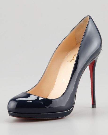 Christian Louboutin Filo Patent Platform Red Sole Pump Navy in Blue (navy) - Lyst