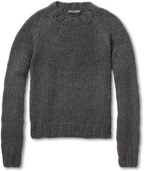 Dolce & Gabbana Looseknit Cashmere Sweater in Gray for Men - Lyst