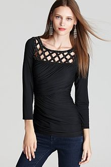 Plenty By Tracy Reese Quotation Top Solid Jersey Embellished - Lyst