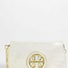 Tory Burch Glitter Logo Clutch in Gold (light gold) - Lyst