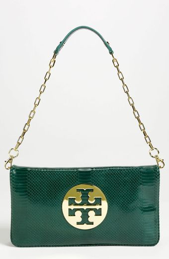 Tory Burch Reve Snake Embossed Clutch - Lyst