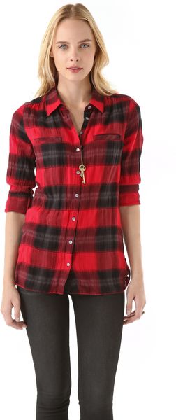 C&c California Roll Sleeve Pocket Top - Lyst