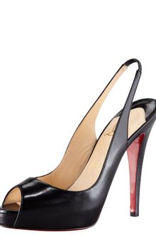 Christian Louboutin No Prive Leather Slingback Red Sole Pump Black - Lyst
