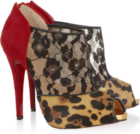 Christian Louboutin Aerotonoc 120 Calf Hair and Lace Ankle Boots in Multicolor (red) - Lyst