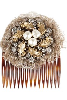 Dolce & Gabbana Swarovski Crystal Glass Pearl and Lace Hair Slide - Lyst
