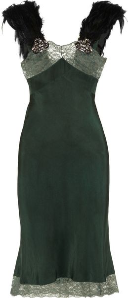 Erickson Beamon Feathertrimmed Silk Dress - Lyst