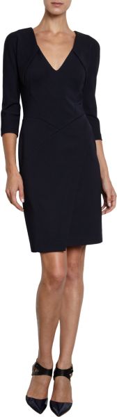 J. Mendel Vneck Dress in Black (navy) - Lyst