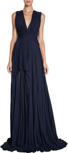 J. Mendel Vneck Gown in Blue (navy) - Lyst
