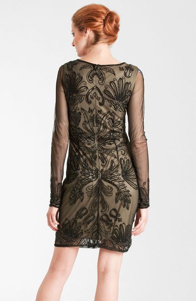 js collections embroidered mesh gown