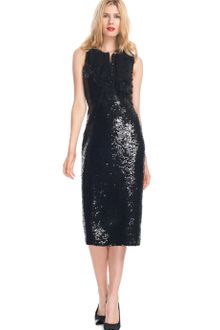 L'Wren Scott Ss Chiffon Chantilly Tulle Lace and Fish Scale Embroidered Dress - Lyst