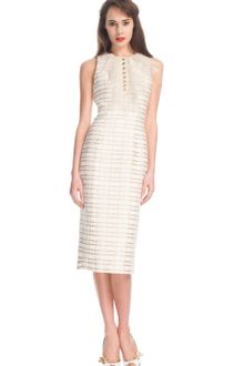 L'Wren Scott Ss Gold Plaid Tweed and Gold Chantilly Lace Dress - Lyst