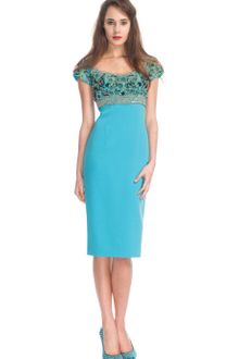 L'Wren Scott Ss Crepe and Green Mix Embroidered Dress - Lyst