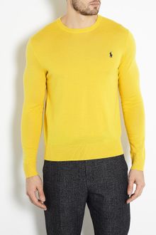Polo Ralph Lauren Yellow Merino Slim Fit Crew Knit - Lyst