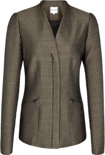 Reiss Structured Blazer in Gold (copper) - Lyst