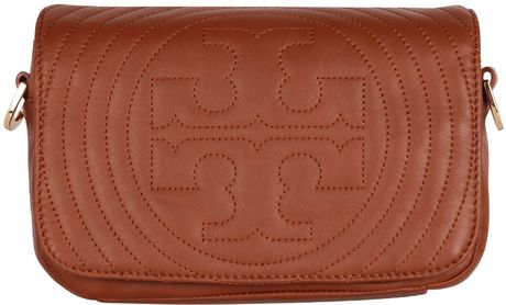 Tory Burch Stitched Logo Bag in Brown - Lyst