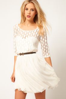 ASOS Collection Asos Skater Dress in Spot Lace Mesh Skirt - Lyst