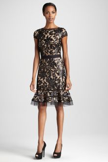 Black Dress  Lace Sleeves on Tadashi Shoji Lace Bow Dress In Black Lyst   Wedding Dresses