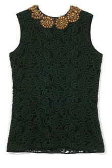 Vera Wang Ss Guipure Lace Tank with Jeweled Neckline - Lyst
