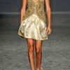 Vera Wang Ss Embroidered Lace Cut Away Vest in Gold - Lyst