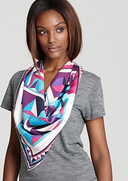 Emilio Pucci Cnosso Geometric Silk Scarf in Multicolor (fuchsia) - Lyst