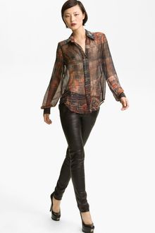 L'Agence Plaid Print Silk Blouse - Lyst