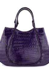 Nancy Gonzalez Purple Croc Rounded Frame Handbag