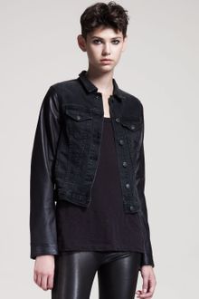 Rag & Bone Rock Leather Trim Jean Jacket - Lyst