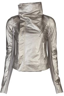 Rick Owens Metallic Biker Jacket - Lyst