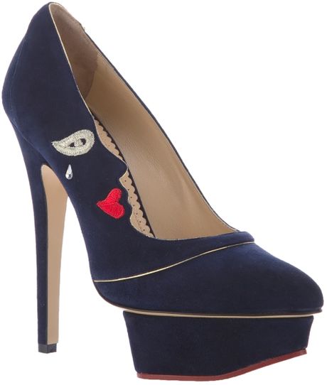 Charlotte Olympia Slip On Pump in Blue - Lyst