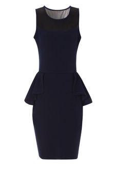 Jane Norman Navy Mesh Peplum Dress - Lyst