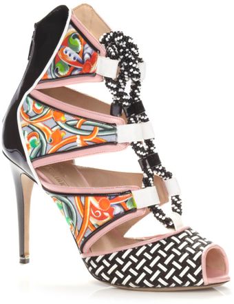 Peter Pilotto Ss Beaded Rope Pink Printed Bootie - Lyst