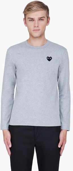 Play Comme Des Garçons Grey Black Emblem Jersey Shirt - Lyst