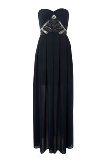 Navy Blue Maxi Dress on Tfnc Maxi Dress With Embellished Mesh Bodice In Blue  Black    Lyst