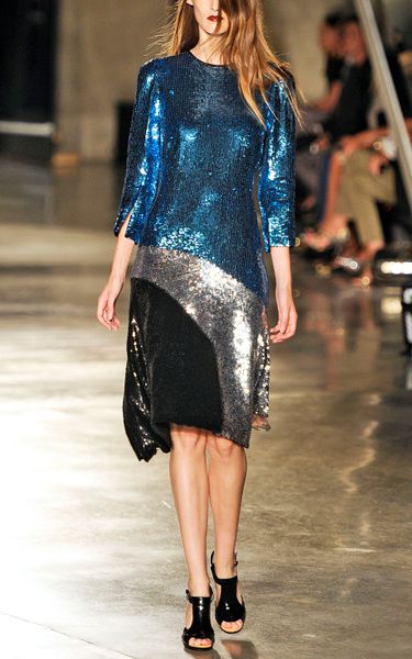 Jonathan Saunders  Blue Silver and Black Jerri Dress in Silver (blue/silver/black) - Lyst