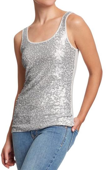 Old Navy Sequinfront Jersey Tanks - Lyst