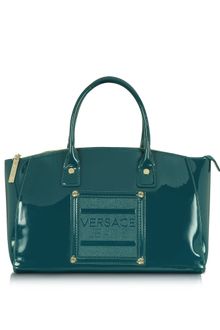 Versace Versace Jeans Patent Eco Leather Satchel - Lyst