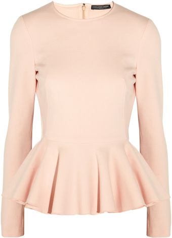 Alexander McQueen Stretch Woolblend Peplum Top - Lyst