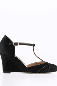Ann Taylor Helen Tstrap Suede Wedges - Lyst