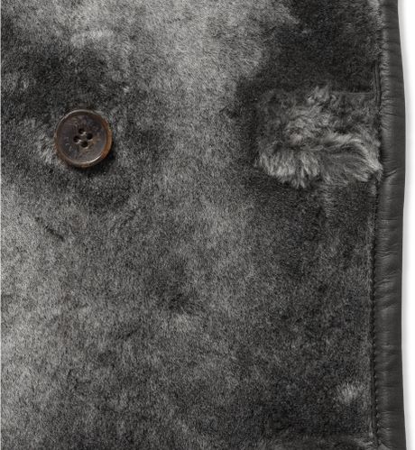 shearling canali coat gray leather breasted double