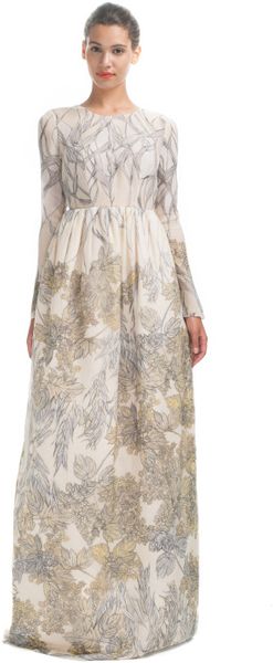 Honor  Foliage Print Evening Gown - Lyst