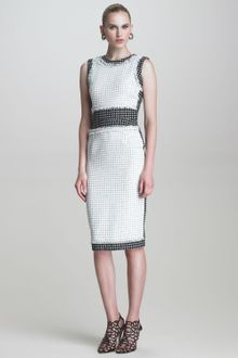 Oscar de la Renta Check Tweed Sheath Dress - Lyst