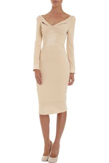 Zac Posen Long Sleeve Wide V-Neck Dress - Lyst